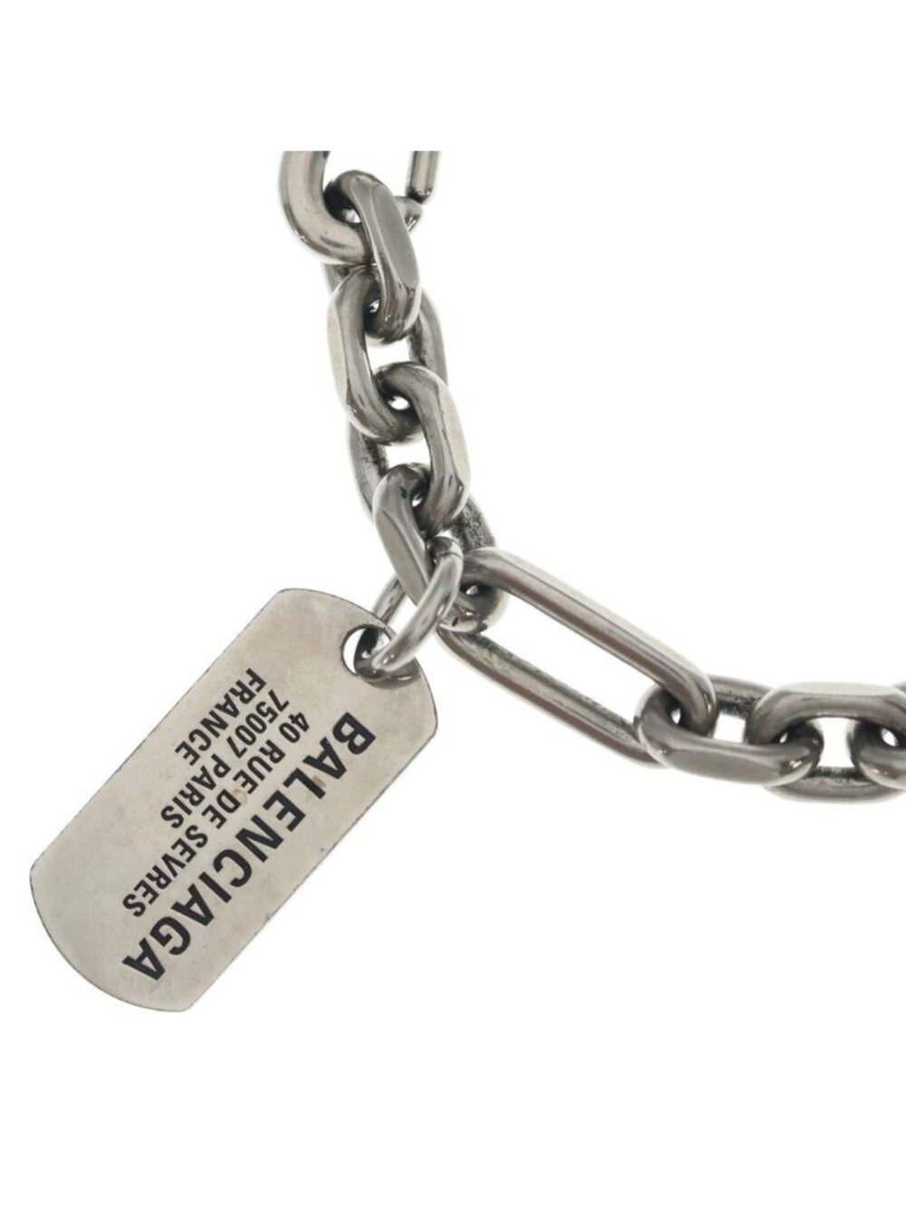 Balenciaga Tag Carabiner Necklace Silver